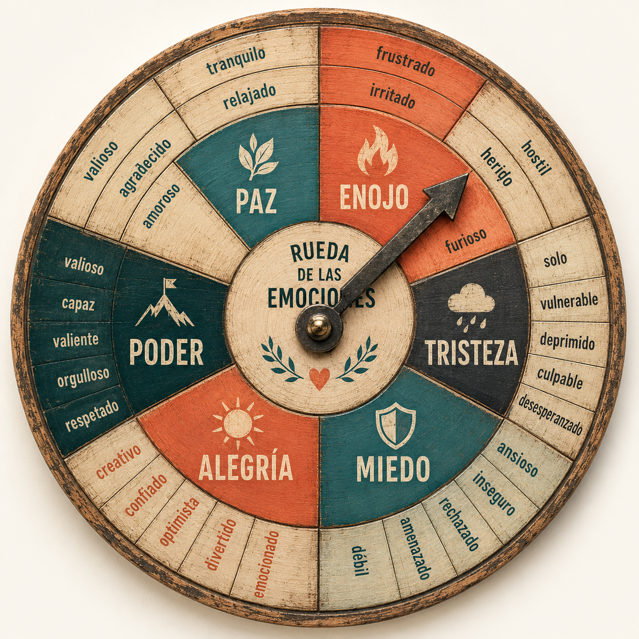 Un objeto de madera y una raíz latina